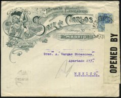 SPANIEN 1918 (5.2.) 25 C. Alfonso, Blau Auf Reklame-Bf: FARMACIA Y LABORATORIO/ SAIZ De CARLOS..MADRID (oben... - Other & Unclassified