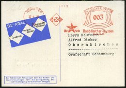 HANNOVER/ 10/ BV/ ..Raab Karcher-Thyssen/ GmbH 1936 (22.4.) AFS (Aralt-Stern-Logo) Dekorat. Klapp-Kt. (1x Gelocht):... - Other & Unclassified