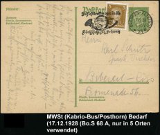 DRESDEN-ALTSTADT/ *24II/ Jm Postkraftwagen In D./ Sächs.Schweiz 1928 (17.12.) MWSt = Omnibus (u. Posthorn)... - Other & Unclassified