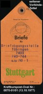 WÜRZBURG-FRANKFURT-MAIN/ ÜBERLANDPOST/ 0870 01/ 01/ FLUGHAFEN 1977 (13.10.) Oval-St. Ohne UB Klar Auf... - Other & Unclassified