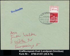 ULM-STUTTGART/ ÜBERLANDPOST/ 0790-01/ 01/ A/ FLUGHAFEN 1974 (25.9.) Oval-St. Klar Auf Inl.-Bf. (Mi.508 Rand) - Sonstige & Ohne Zuordnung