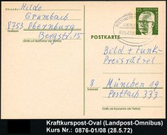 MILTENBERG-ASCHAFFENBURG/ ÜBERLANDPOST/ 0876-01/ 08 1972 (28.5.) Oval-St. Auf Bedarfs-Kt. (Mi.P 101) - Sonstige & Ohne Zuordnung