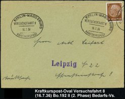 BERLIN-MAGDEBURG/ VERSUCHSFAHRT 8/ KRAFTKURSPOST 1936 (16.7.) Oval-St Klar Auf Bedarfs-Vs. + Kopie Mercedes... - Sonstige & Ohne Zuordnung