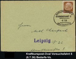 BERLIN-LEIPZIG/ VERSUCHSFAHRT-5/ KRAFTKURSPOST 1936 (6.7.) Oval-St. Type I Klar Auf Bedarfs-Vs. + Faksimile... - Other & Unclassified