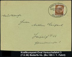BERLIN-STETTIN/ VERSUCHSFAHRT-3/ KRAFTKURSPOST 1936 (7.5.) Oval-St. Klar Auf Bedarfs-Vs. (Bo.185 I , 1.Fahrt) - Other & Unclassified
