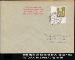 SCHWEIZ 1939 (28.7.) Roter HdN: BÄRCHAU..VII.Kongress Der/int.Camping Clubs/u.int.Zeltlager + AUTO-PA Nr.2,... - Other & Unclassified