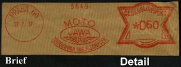 TSCHECHOSLOWAKEI 1937 (22.2.) AFS: PRAHA 66/MOTO/ J A W A .. (Firmen-Logo) = Hersteller Von Gebrauchs-, Renn- U.... - Other & Unclassified