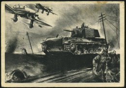 BERLIN-HIRSCHBERG/ BAHNPOST/ Zug 0756 1943 (26.12.) Bahn-Oval Auf S/w.-Propaganda-Ak.: "STUKA ANGRIFF" Auf Sowjet.... - Other & Unclassified