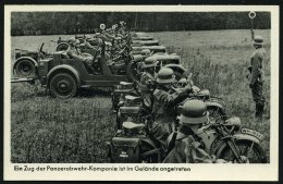 DEUTSCHES REICH 1935 (ca.) S/w.-Foto-Ak.: Ein Zug Panzerabwehrkompanie Mit Krädern, Einheits-PKW... - Other & Unclassified