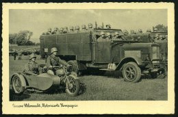 DEUTSCHES REICH 1934 (ca.) S/w.-Foto-Ak.: MotorisierteKompanie = Krad-Gespann, LKW Henschel , Ungebr. (Fotograf: A.... - Other & Unclassified
