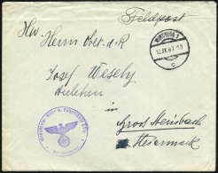 MARCHEGG 1/ C 1941 (12.4.) 1K-Steg + Viol. 1K-HdN: Wehrkreis-Reit- U. Fahrschule XVII, Feldpost-Bf., Rs.... - Other & Unclassified