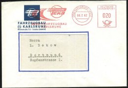 (17a) KARLSRUHE-WEST/ PEKA FAHRZEUGBAU.. 1962 (6.2.) AFS (Firmen-Logo) Klar Gest., Motivgl. Vordr-Bf.... - Other & Unclassified