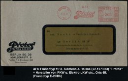 BERLIN SO/ 36/ Protos/ TELEFON GMBH 1934 (12.5.) AFS Klar A. Vordr-Bf.: Protos/TELEPHON GMBH = Auch Hersteller Von... - Other & Unclassified