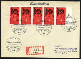 B.R.D. 1973 (19.2.) 40 Pf. "500. Geburtstag Kopernikus", Senkr. 5er-Streifen + 4x ET-SSt + RZ: 53 Bonn 1,... - Other & Unclassified