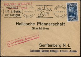 LIBANON 1936 (28.3.) 7,50 Pia. "Jupiter-Tempel Baalbek", EF + Zweisprachiger BdMWSt.: BEYROUTH R.P./VISITEZ/LA... - Other & Unclassified