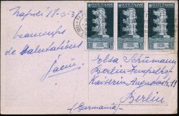 ITALIEN 1938 (18.6.) 10 C. Augustus, Reine MeF, 3 Stück = Mare Pacavi (Schiffsschnäbel) Sauber Gest.... - Other & Unclassified