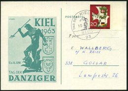 23 KIEL/ TAG DER DANZIGER 1963 (16.6.) SSt = Neptun-Monument Danzig , Motivgl. Sonder-Kt. (Bo.100) - Other & Unclassified