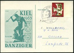 23 KIEL/ TAG DER DANZIGER 1963 (16.6.) SSt = Neptun-Monument Danzig , Motivgl. Sonder-Kt. (Bo.100) - Autres & Non Classés