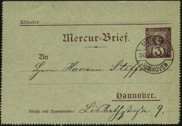 Hannover 1890 (30.1.) 3 Pf. Kartenbf. Privat-Stadt-Brief-Expedition "Mercur", Braun: Merkurkopf + 1K-Steg:  M E R C... - Other & Unclassified