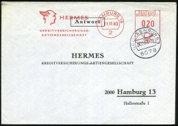2 HAMBURG 13/ HERMES/ KREDITVERSICHERUNGS-/ AG 1963 (Nov.) AFS = Hermeskopf (m. Flügelhelm) Vorausfrankierter... - Other & Unclassified