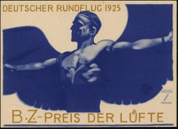 Berlin 1925 Künstler-Color-Ak.: DEUTSCHER RUNDFLUG/B.Z.-PREIS DER LÜFTE = Ikarus , Sign.: Ludwig Hohlwein... - Other & Unclassified