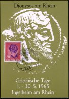 6507 INGELHEIM (RHEIN)/ Griechische Tage 1965 (1.5.) SSt = Griech. Tempel Vs. Auf Programmzettel: "Dionysos Am... - Autres & Non Classés