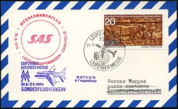 D.D.R. 1970 (29.8.) 20 Pf. EF = Rinderfries, Löwentempel Mussawwarat + HdN: SAS/Messe-Sonderflig Leipzig +... - Sonstige & Ohne Zuordnung