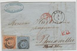 Bad276 / BADEN -  Lahr 1862 Nach Frankreich Mit Mi.Nr. 10 Und 11, Gut Gezähnt. - Brieven En Documenten