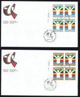 1983  World University Games  Sc 981-2  Two Inscription Blocks Of 4 - 1981-1990