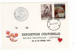 29164-LE-BELGIQUE-EXPOSITION CULTURELLE -AMICALE PHILATELIQUEQUIEVRAIN-24 Et 25 AVRIL 1971 - Quiévrain