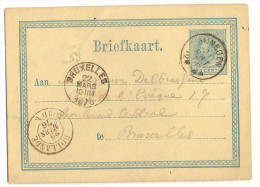 Entier De Nijmegen 1876 Vers Bruxelles -Hollande Nord 1 (J73) - Lettres & Documents