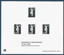 Gravure "Epreuve Du Timbre-poste D'usage Courant Marianne Du Bicentenaire" - Nouvelles Valeurs 18 Mars 1996 - Postdokumente