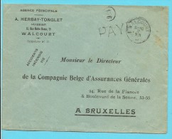 Brief Met Cirkelstempel WALCOURT Met Stempel PAYE (noodstempel) - Foruna (1919)
