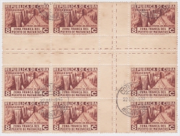 1936-198. (LG279) CUBA. REPUBLICA. 1936. Ed.282CH. 8c ZONA FRANCA CENTRO DE HOJA. CENTER OF SHEET. USED BLOCK 9. - Oblitérés