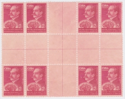 1940-175. (LG284) CUBA. REPUBLICA. 1940. Ed.336CH. QUESADA CENTRO DE HOJA. CENTER OF SHEET. NO GUM BLOCK 8. - Ungebraucht