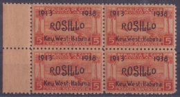 1938-26 CUBA. REPUBLICA. 1938. ROSILLO AIR MAIL. BLOCK 4. ORIGINAL GUM BLOCK 4 - Ungebraucht