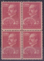 1940-173 CUBA. REPUBLICA. 1940. Ed.336. UNION PANAMERICANA. QUESADA. ORIGINAL GUM BL 4 - Neufs