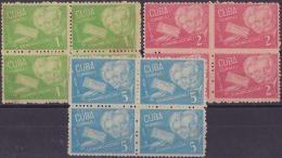 1946-55 CUBA. REPUBLICA. 1946. Ed.383-85 RETIRO COMUNICACIONES. BLOCK 4 NO GUM - Nuevos