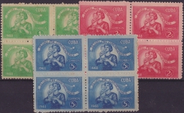 1948-157 CUBA. REPUBLICA. 1948. Ed.402-04. RETIRO DE COMUNICACIONES. BLOCK 4 NO GUM. - Nuevos