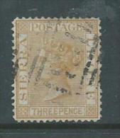 Sierra Leone 1876 QV 3d Yellow Buff FU - Sierra Leone (...-1960)