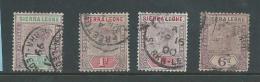 Sierra Leone 1896 QV Tablets Part Set Of 4 To 6d Used - Sierra Leone (...-1960)