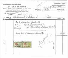 FACTURE AGENT MARITIME COURTIER DE NAVIRES 1932 F. CLAESKENS ANVERS BELGIQUE - Trasporti
