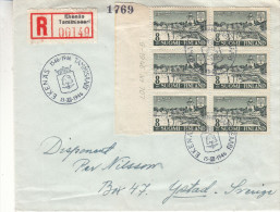 Finlande - Lettre Recommandée De 1946 - Oblitération Ekenäs Tammissaari - Armoiries - Bloc De 6 Avec Chiffres - Lettres & Documents