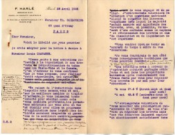 VP3603 -Tabac - Lettre De Mr F. HARLE Ingénieur à PARIS Pour  Mr SCHLOESING - Dokumente