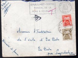 Timbres Taxe 10f Et 20f Sur Lettre 1956 (grauhlet Tarn) (PPP2677) - 1960-.... Covers & Documents