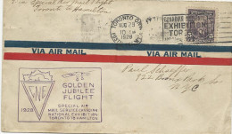 LETTRE 1928 AVEC CACHET EXHIBITION TORONTO GOLDEN JUBILEE FLIGHT TORONTO TO HAMILTON - Eerste Vluchten