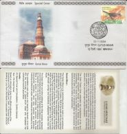 India 2006 Qutab Minar By Qutab-ud- Din Aibak,, Feroz Shah Tughlag, Calligraphed Verses From Koran, Special Cover - Islam