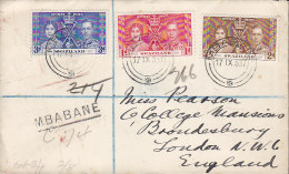 Swaziland MBABANE 1937 Cover Brief GVI. Coronation Issue Complete Set (2 Scans) - Swaziland (...-1967)