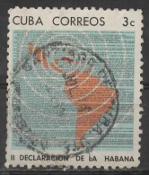 1964 2nd Declaration Of Havana - 3c Map Of Latin America And Part Of Declaration  FU - Gebraucht