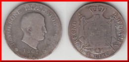 **** ITALIE - ITALIA - 5 LIRE 1807 M MILANO - NAPOLEONE IMPERATORE -  ARGENT - SILVER **** EN ACHAT IMMEDIAT - Napoleonic